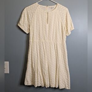 Madewell Eyelet Keyhole Neck Mini Dress In Cream Size 4